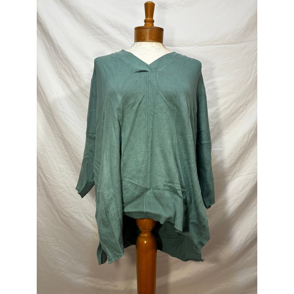 Ann Taylor Oversized Teal Poncho Sweater (Large)